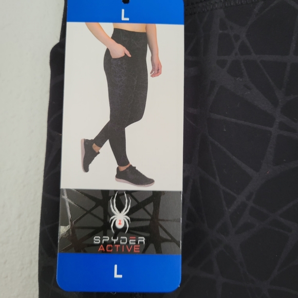 Spyder Black Web Print High Rise Active Performance Pants Leggings - Picture 6 of 9